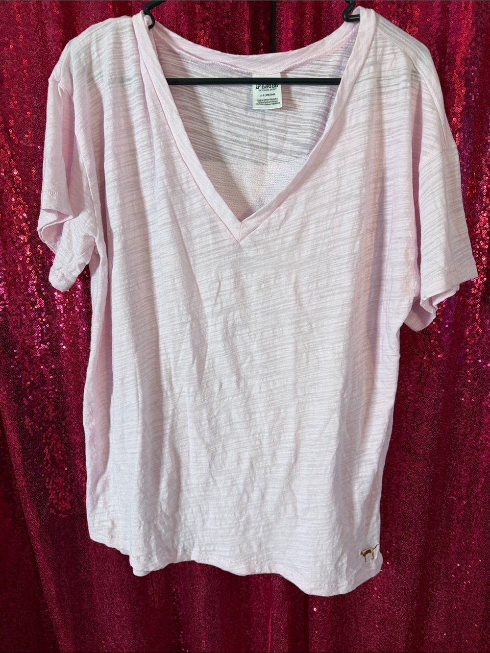 PINK Victoria's Secret Pale Pink V-Neck Short Sleeve Tee